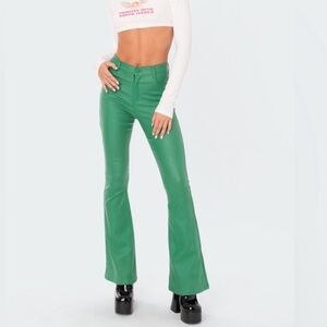 Edikted Emerald Green Faux Leather Pants